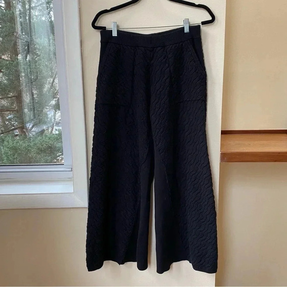 NWT Free People Ziggy Wide Leg Pants Sweater Set Crop Top Cardi Large Black - Picture 11 of 12